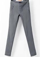 Romwe Elastic Pockets Slim Grey Pant
