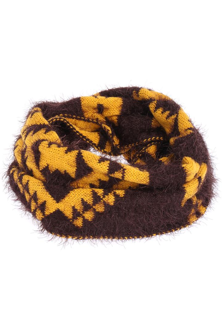 Romwe Snowflake Knit Mohair  Scarf--yellow