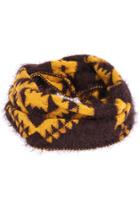 Romwe Snowflake Knit Mohair  Scarf--yellow