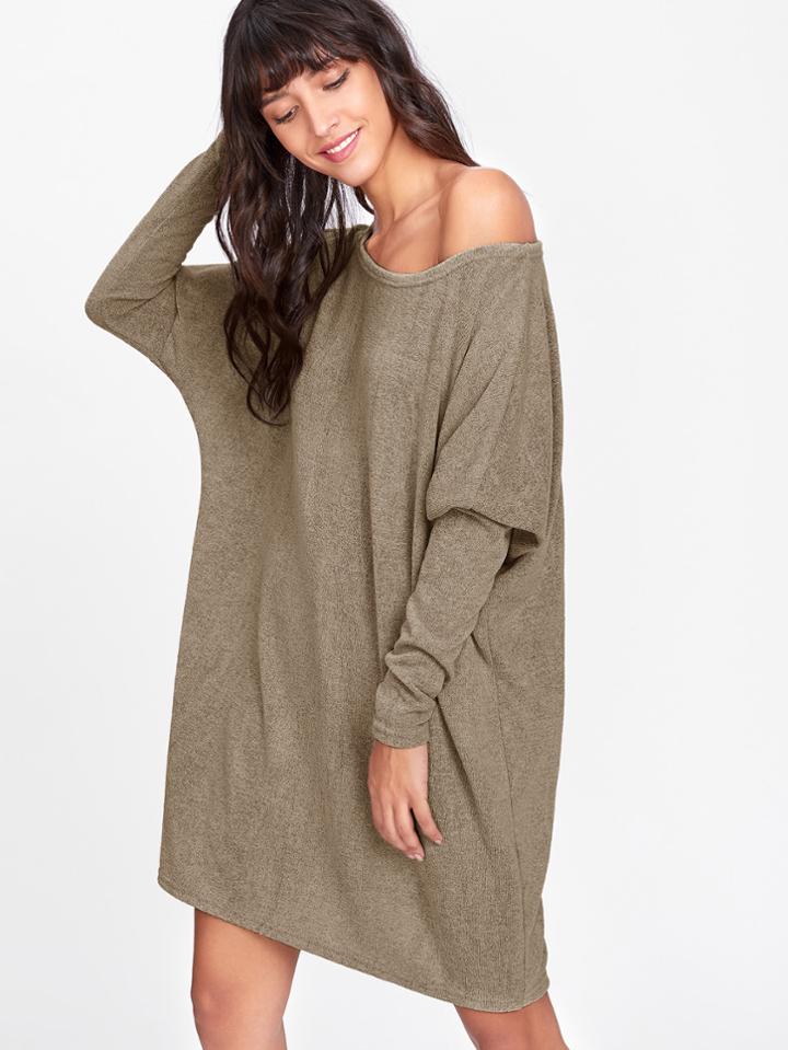 Romwe Batwing Sleeve Sweater Dress