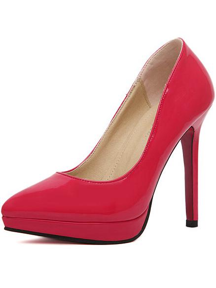 Romwe Red Pointy Platform Heels
