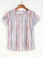 Romwe Multicolor Printed Cuffed T-shirt