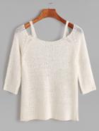 Romwe White Cut Out Scoop Neck Sweater