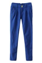 Romwe High-waisted Sheer Blue Casual Pants