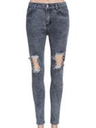 Romwe Ripped Denim Grey Pant