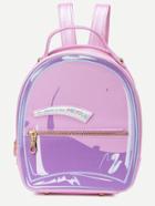 Romwe Pink Patch Zip Pocket Detail Backpack
