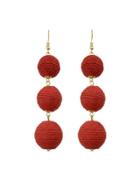 Romwe Red Long Chain Ball Pattern Dangle Earrings