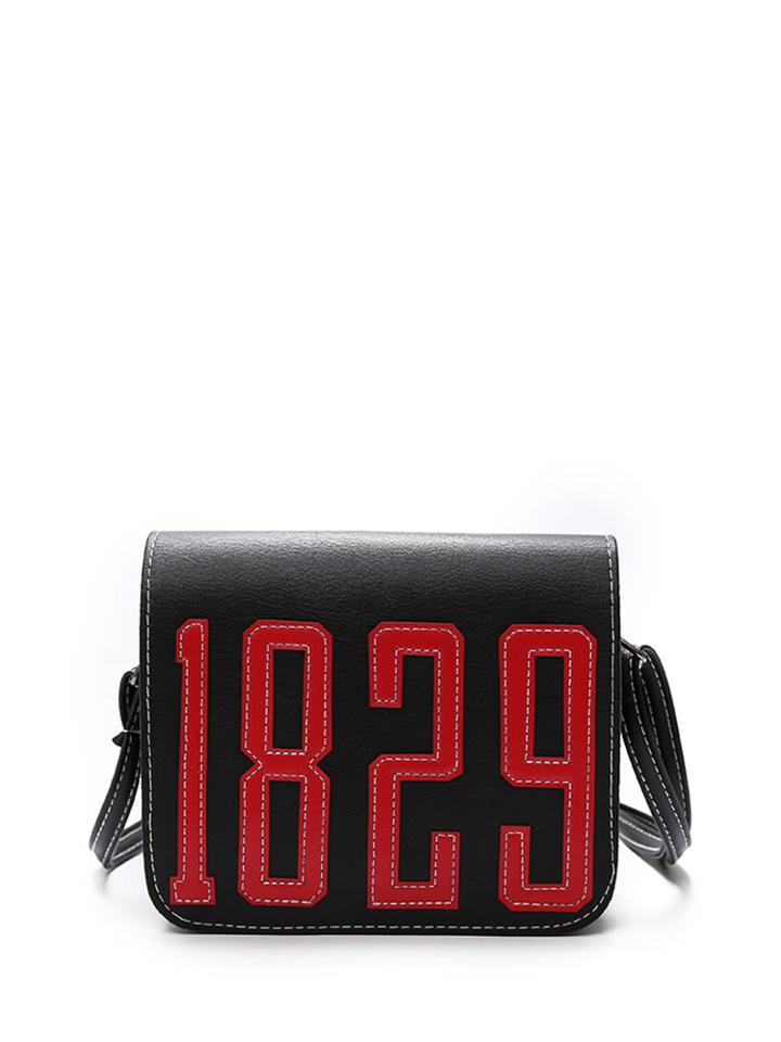 Romwe Number Design Flap Crossbody Bag