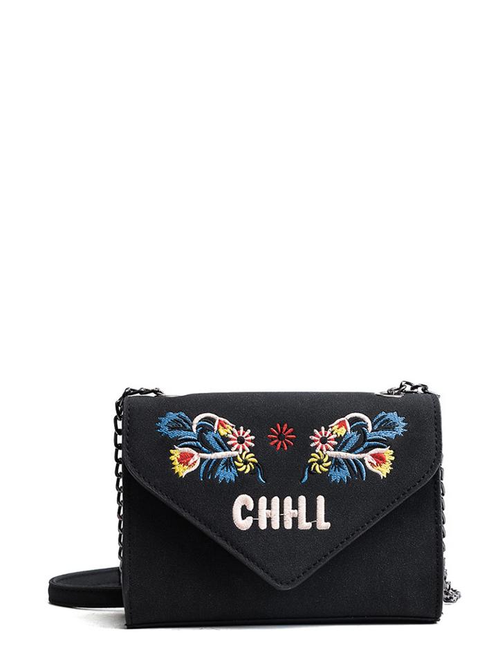 Romwe Embroidered Envelope Chain Bag