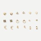 Romwe Rhinestone Detail Mixed Shaped Stud Earrings 9pairs