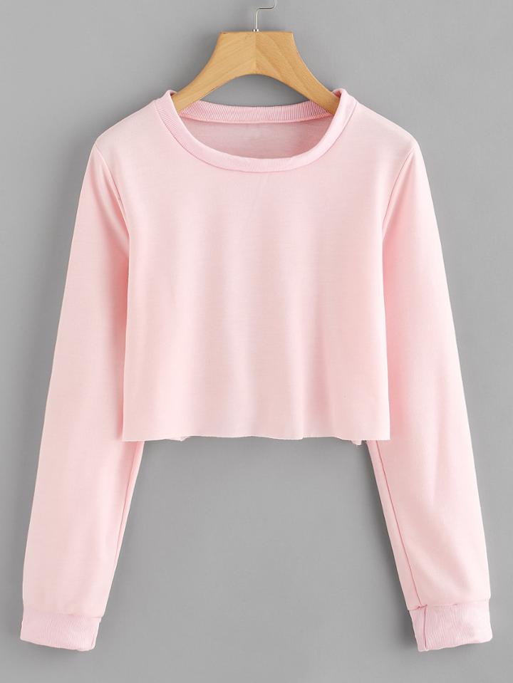 Romwe Raw Hem Crop Tee