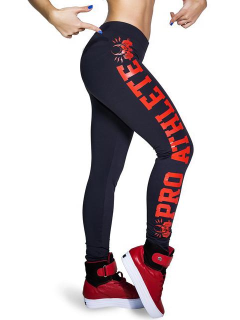 Romwe Black Letters Print Sport Leggings