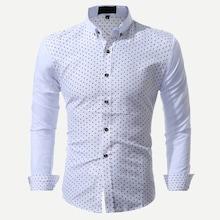 Romwe Men Polka Dot Curved Hem Shirt