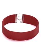 Romwe Red Ribbon Wide Choker Necklace