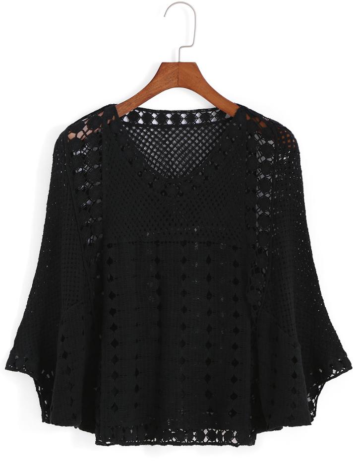 Romwe V Neck Hollow Knit Sweater