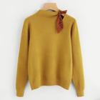 Romwe Knot Neck Solid Jumper