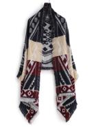 Romwe Multicolor Geometric Print Eyelash Fringe Scarf