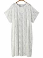 Romwe White Short Sleeve Loose Lace Dress