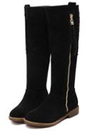 Romwe Black Round Toe Zipper Tassel Boots