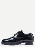 Romwe Black Wingtips Patent Leather Oxfords