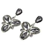 Romwe Black Gemstone Flower Earrings