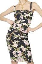 Romwe Strapped Floral Print Bodycon Dress