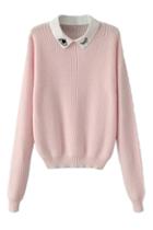 Romwe Eye Embroidered Pink Jumper