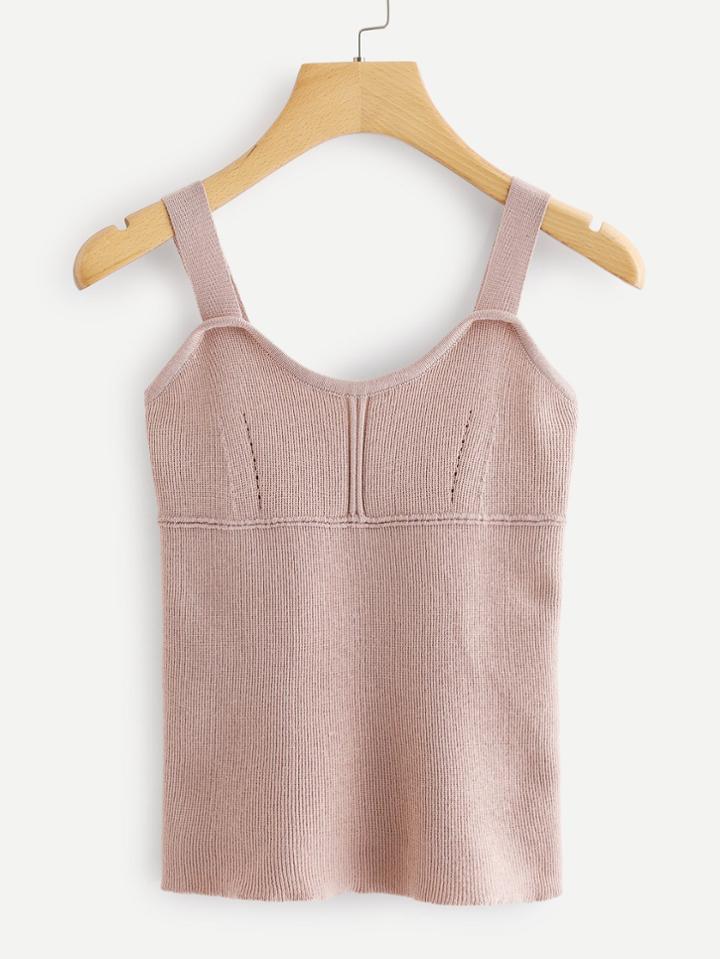 Romwe Seam Detail Knit Cami Top
