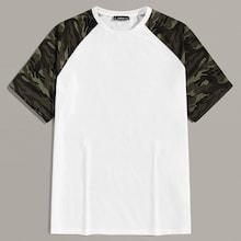 Romwe Guys Camo Raglan Sleeve Tee