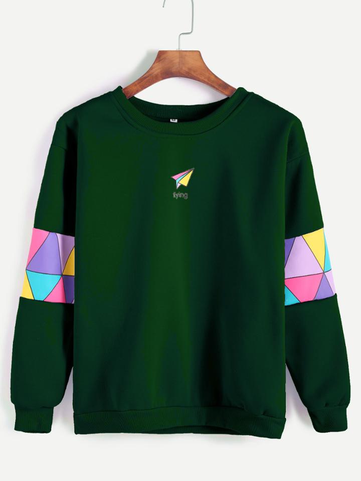 Romwe Paper Airplane Print Sweatshirt