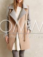 Romwe Khaki Grey Long Sleeve Lapel Color Block Coat