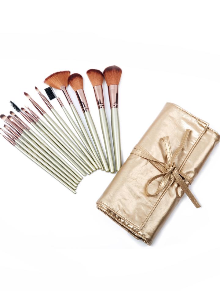 Romwe 16pcs Gold Makeup Brush Set