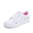 Romwe Lace Up Emoji Print Sneakers