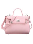 Romwe Turnlock Flap Top Pink Handle Bag