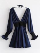 Romwe Double Plunge Choker Dress