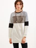 Romwe Color Block Long Sweatshirt