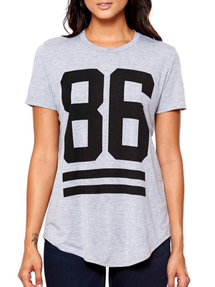 Romwe Number Print Grey T-shirt