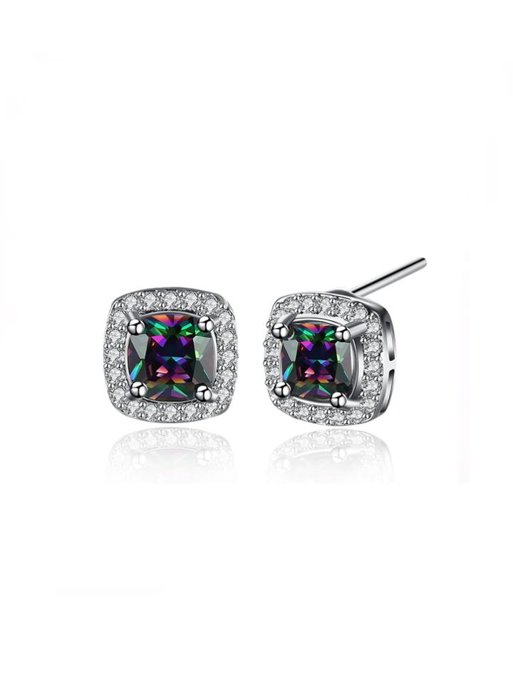 Romwe Faux Diamond Embellished Stud Earrings