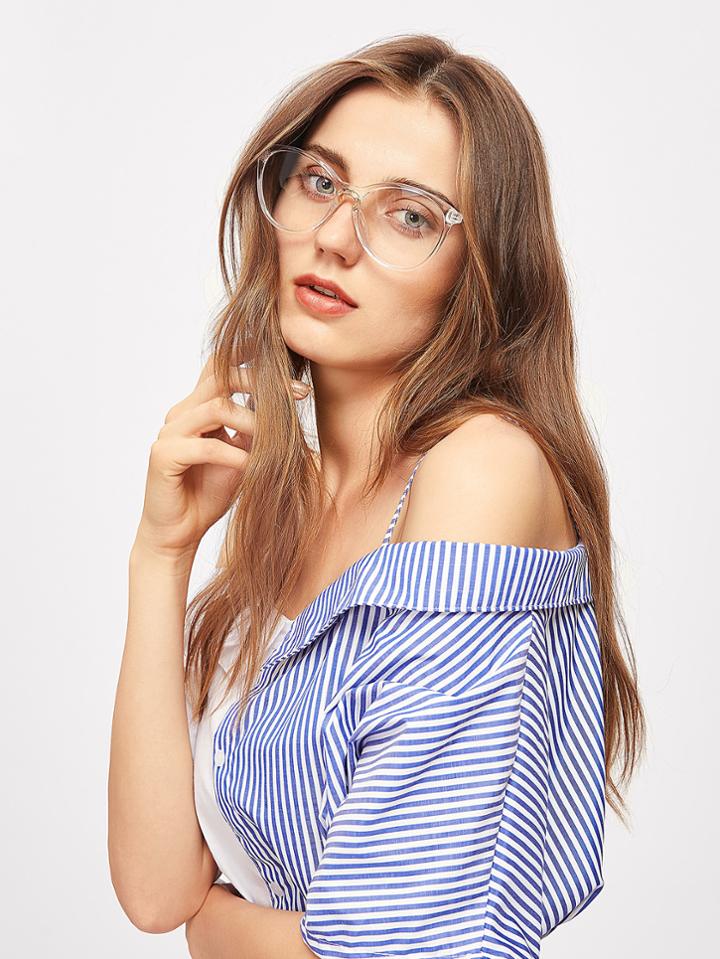 Romwe Clear Lens Cat Eye Glasses