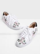 Romwe Calico Embroidered Lace Up Sneakers