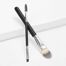 Romwe Letter Pattern Makeup Brush Set 2pcs