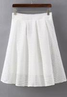 Romwe Organza Pleated White Skirt