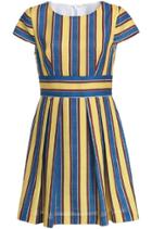 Romwe Round Neck Vertical Striped Blue Dress