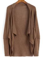 Romwe Open Front Dolman Camel Cardigan