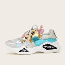 Romwe Color Block Iridescent Chunky Sole Trainers