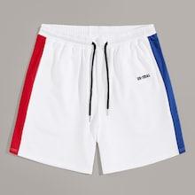 Romwe Guys Contrast Sideseam Embroidered Letter Shorts