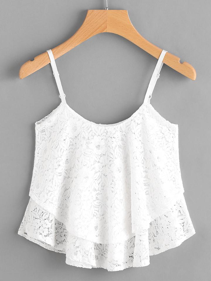 Romwe Layered Floral Lace Cami Top