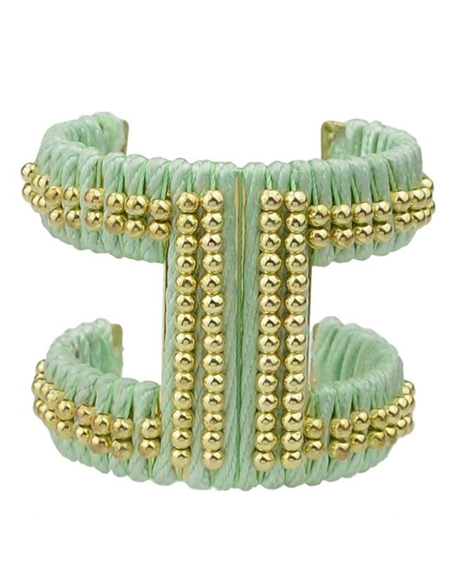 Romwe Green Braided Rope Cuff Bracelet
