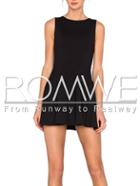 Romwe Black Lace-up Back Sleeveless Shift Dress
