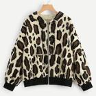 Romwe Leopard Print Zip-up Jacket